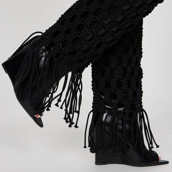 Crochet Wedge Open Toe Heeled Boots Size 8.5 - Picture 2 of 6